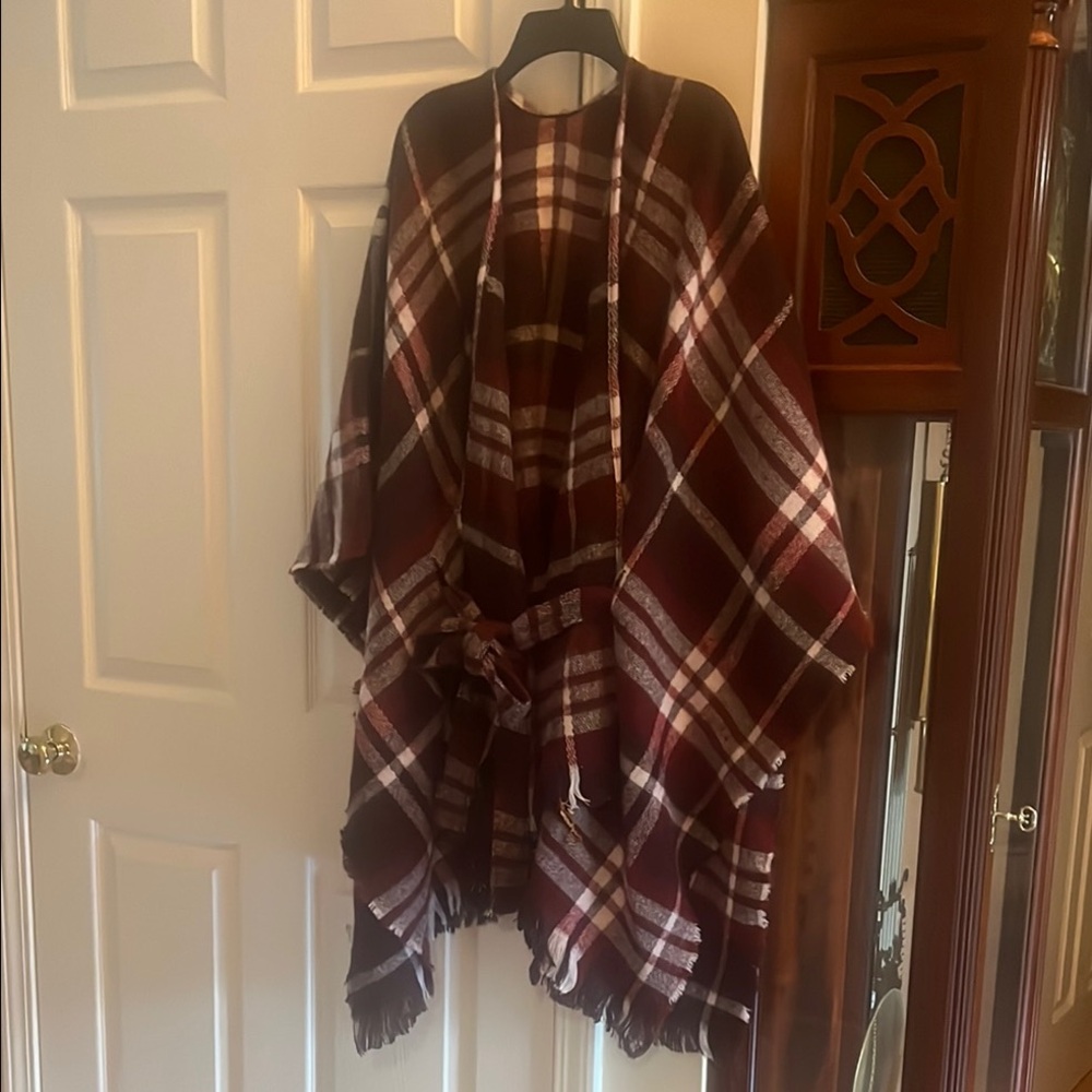 Red and Black Cape Jacket with Classic Design